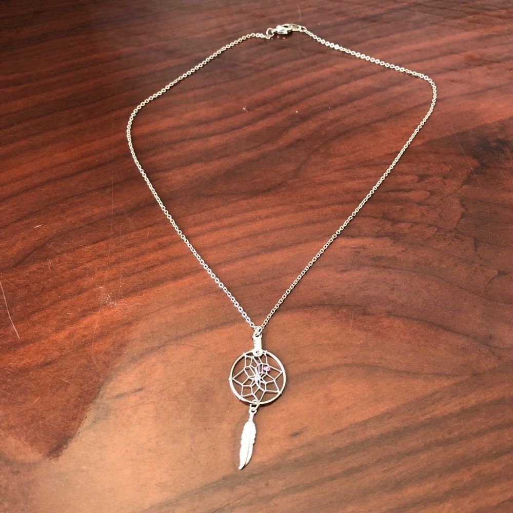 Dream Catcher Necklace Silver tone